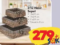 3'LÜ HASIR SEPET